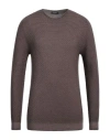 Arovescio Man Sweater Brown Size 40 Merino Wool In Brown