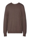 Arovescio Man Sweater Brown Size 46 Merino Wool In Brown