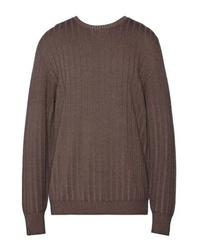 Arovescio Man Sweater Brown Size 46 Merino Wool