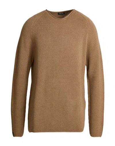 Arovescio Man Sweater Camel Size 44 Merino Wool In Beige