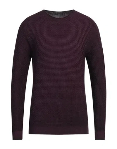Arovescio Man Sweater Deep Purple Size 40 Merino Wool In Purple
