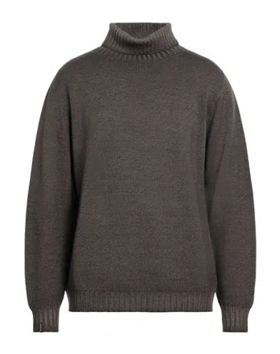 Arovescio Man Turtleneck Dark Brown Size 44 Merino Wool