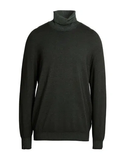 Arovescio Man Turtleneck Dark Green Size 42 Virgin Wool In Black