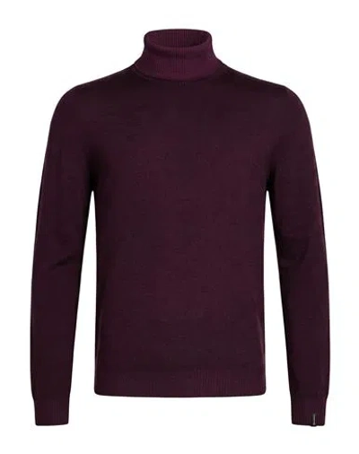 Arovescio Man Turtleneck Plum Size 38 Merino Wool In Burgundy