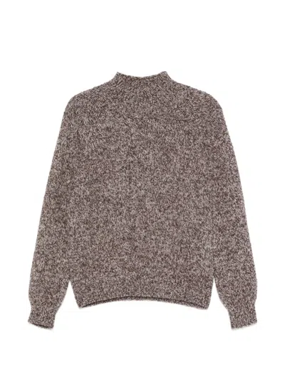 Arovescio Melierter Pullover Mit Stehkragen In Brown