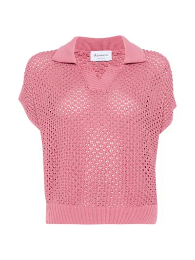 Arovescio Polo-collar T-shirt In Pink