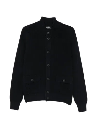 Arovescio Ribbed-knit Button-up Sweater In Blue