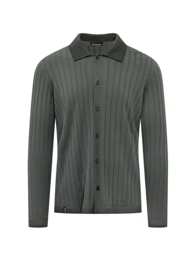 Arovescio Ribbed-knit Long-sleeve Shirt In Gray
