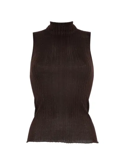 Arovescio Gerippter Rollkragenpullover In Brown