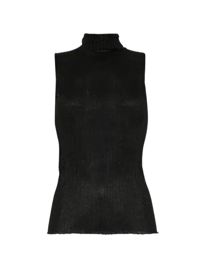 Arovescio Geripptes Stricktop In Animal Print