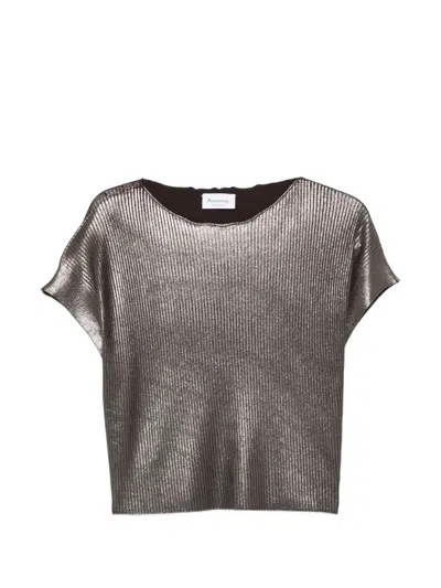 Arovescio Ribbed-knit T-shirt In Gray