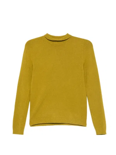 Arovescio Stehkragen-pullover Mit Geripptem Saum In Yellow