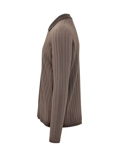 Arovescio Shirt With Elevated Collar Detail In Ebony