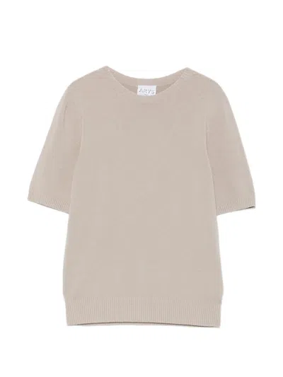 Arovescio Kurzärmeliger Strickpullover In Neutral