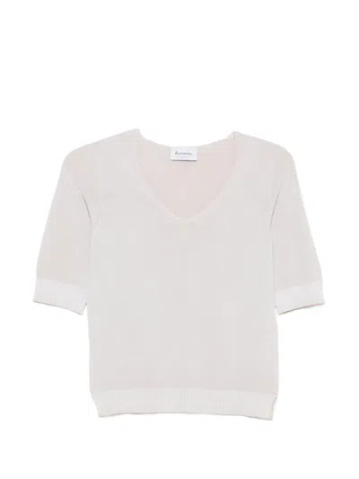 Arovescio V-neck Knitted T-shirt In White