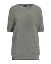Arovescio Woman Sweater Military Green Size 14 Cotton In Green