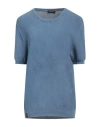 Arovescio Woman Sweater Slate Blue Size 14 Cotton