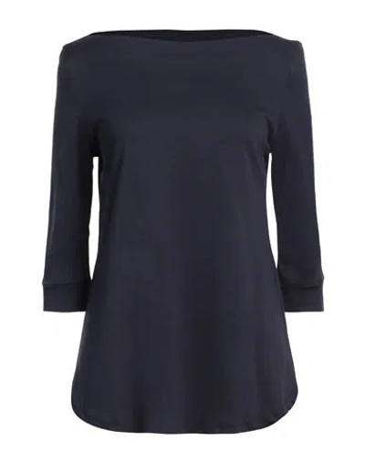 Arovescio Woman T-shirt Navy Blue Size 10 Supima