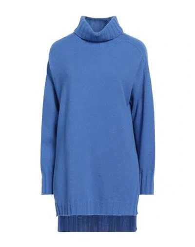 Arovescio Woman Turtleneck Blue Size 10 Merino Wool, Cashmere