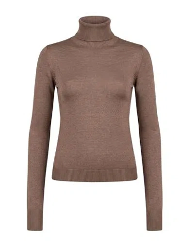 Arovescio Woman Turtleneck Taupe Size 4 Merino Wool, Silk In Neutral
