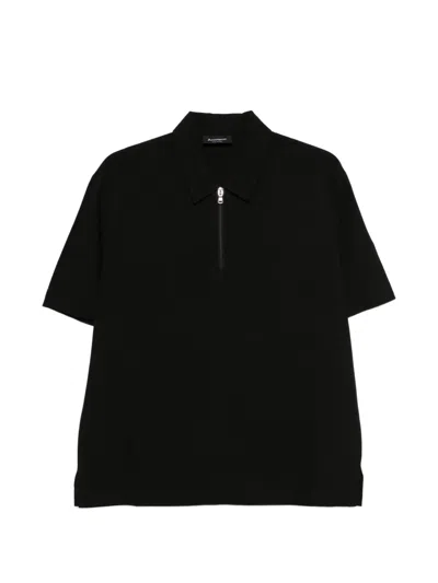 Arovescio Zip Short-sleeve Polo In Black