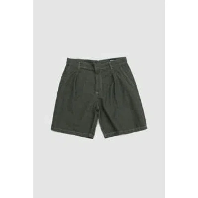 Arpenteur Page Stone Washed Denim Shorts Green In Blue