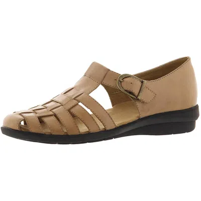 Array Aruba Womens Leather Woven Fisherman Sandals In Beige