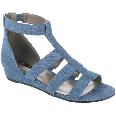 Array Athena Womens Open Toe Ankle Strap Wedge Sandals In Blue