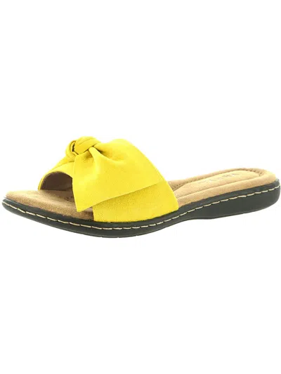 Array Cabana Womens Suede Slip On Slide Sandals In Yellow