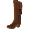Array Cassie Womens Suede Fringe Knee-high Boots In Multi