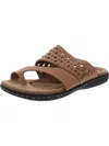 Array Catalina Womens Leather Toe Loop Slide Sandals In Gold