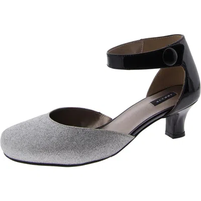 Array Charlie Womens Leather Ankle Strap Pumps In Silver