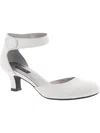 Array Charlie Womens Leather Ankle Strap Pumps In White