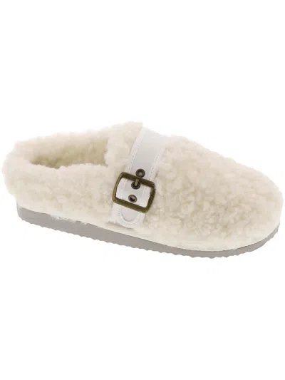 Array Clio Slip Womens Faux Fur Comfort Slide Slippers In White