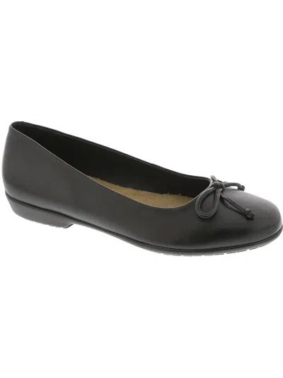 Array Farrah Womens Leather Bow Ballet Flats In Black