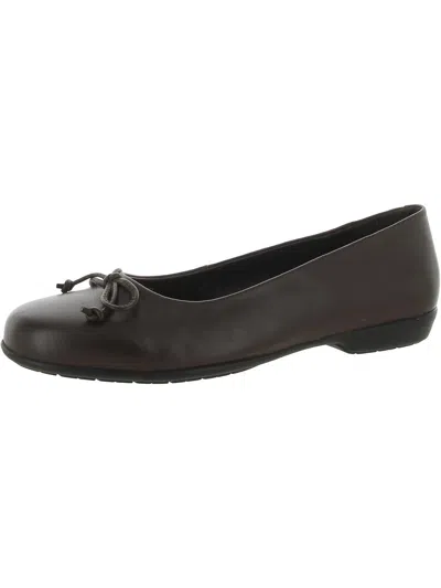 Array Farrah Womens Leather Bow Ballet Flats In Brown