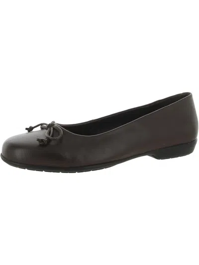 Array Farrah Womens Leather Bow Ballet Flats In Black