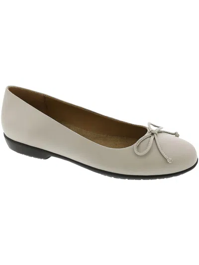 Array Farrah Womens Leather Bow Ballet Flats In White