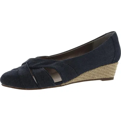 Array Janice Womens Faux Leather Slip On Espadrille Heels In Black