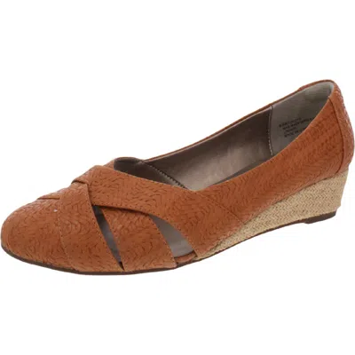 Array Janice Womens Faux Leather Slip On Espadrille Heels In Green