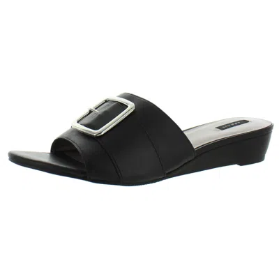 Array Milan Womens Leather Slip On Slide Sandals In Black