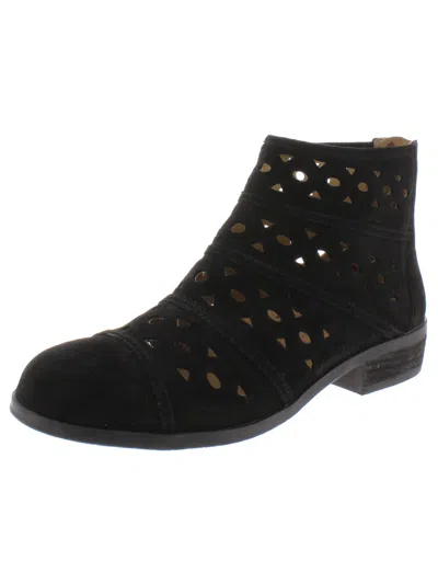 Array Portland Womens Suede Laser Cut Booties In Black