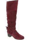 Array Sassy Womens Suede Round Toe Knee-high Boots In Purple