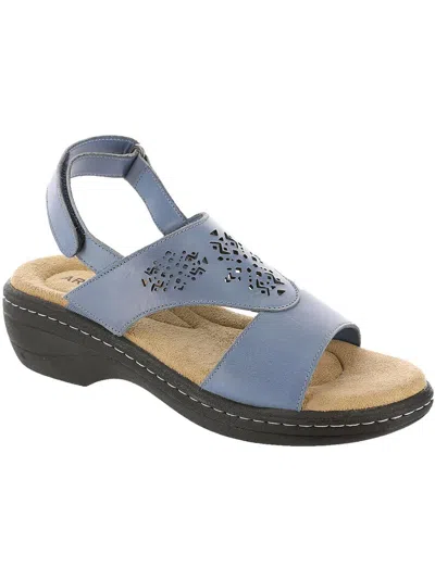 Array Seaside Womens Leather Wedge Sandals In Blue