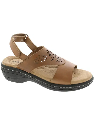Array Seaside Womens Leather Wedge Sandals In Brown