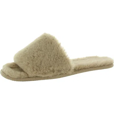 Array Shayla Womens Faux Fur Slip On Slipper Shoes In Green