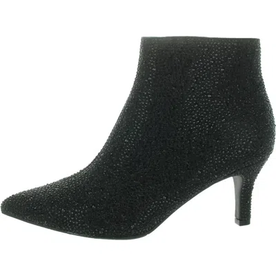 Array Ursula Womens Rhinestone Pointed Toe Booties In Black