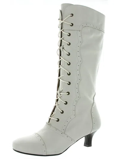 Array Vintage Womens Leather Tall Knee-high Boots In White
