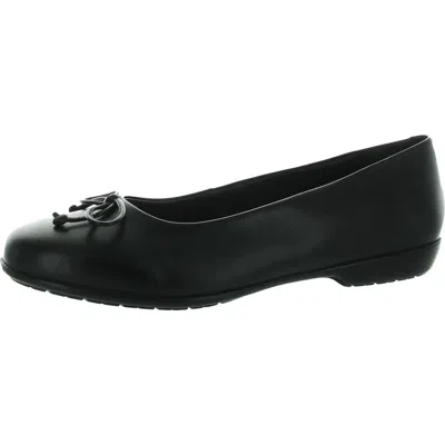 Array Womens Bow Leather Flat Shoes In Black
