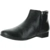Array Womens Double Zipper Leather Ankle Boots In Black